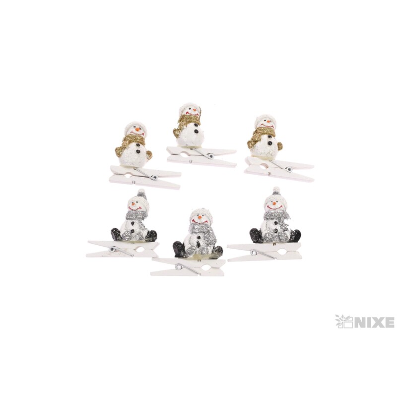 SNĚHULÁK NA KOLÍČKU 4,5cm 6ks*MIX BAREV