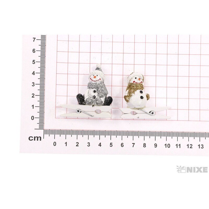 SNĚHULÁK NA KOLÍČKU 4,5cm 6ks*MIX BAREV