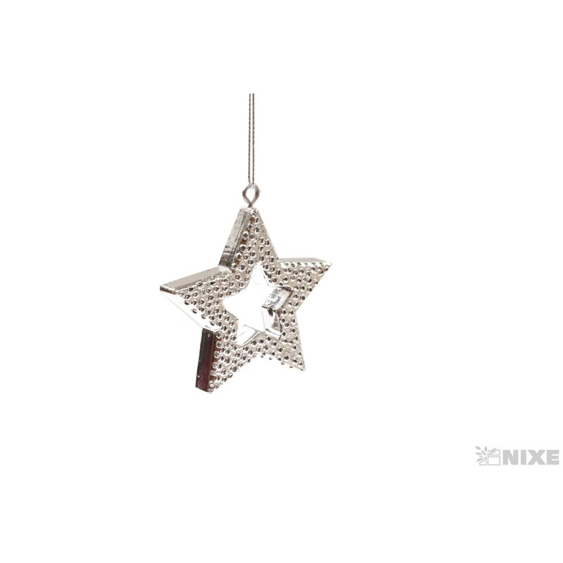 ZÁVĚS METAL HVĚZDA 7cm*STŘÍBRNÁ