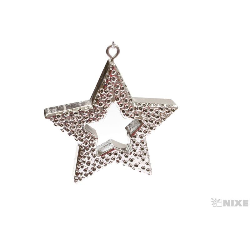 ZÁVĚS METAL HVĚZDA 7cm*STŘÍBRNÁ
