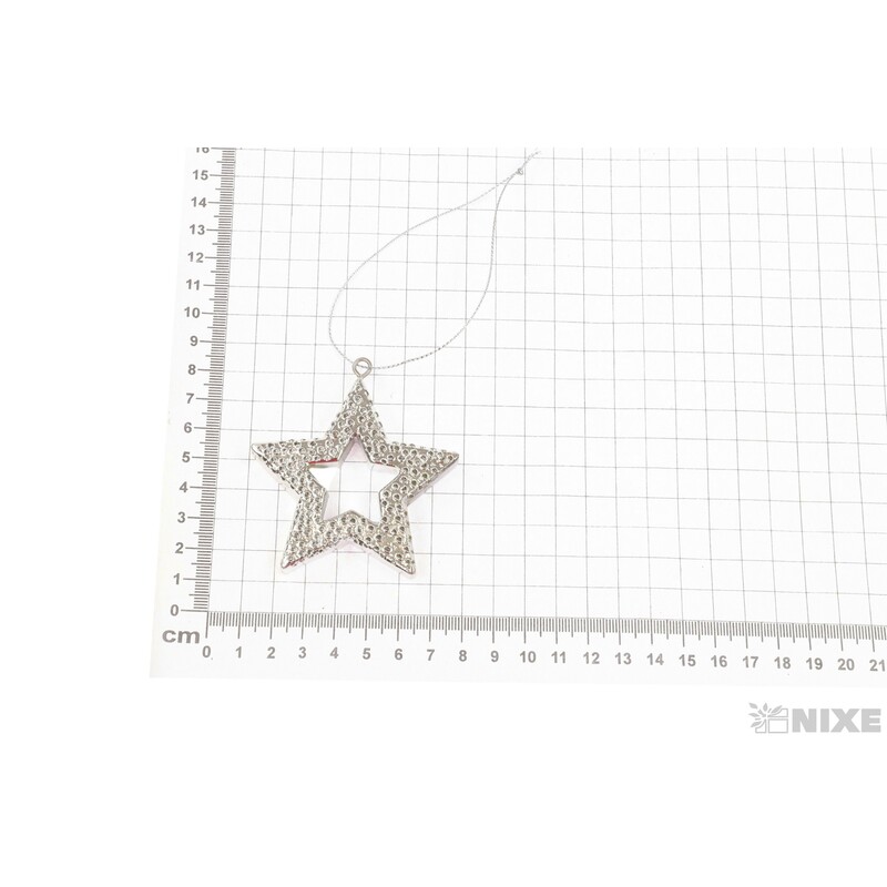 ZÁVĚS METAL HVĚZDA 7cm*STŘÍBRNÁ