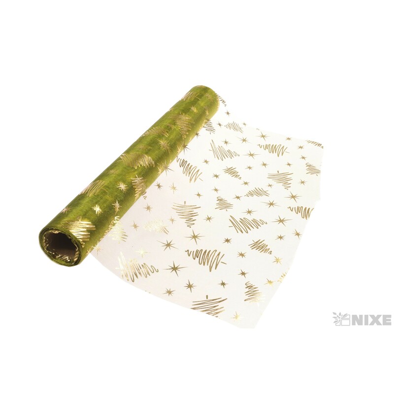 ORGANZA VZOR 697 39cmx10yd*ZELENÁ