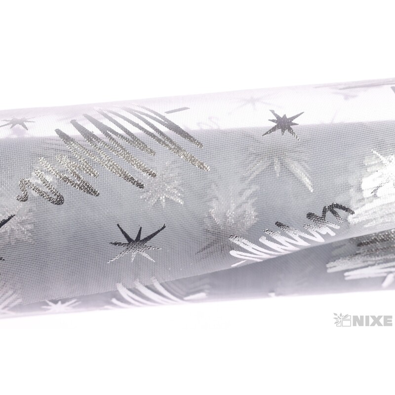 ORGANZA VZOR 697 39cmx10yd*STŘÍBRNÁ