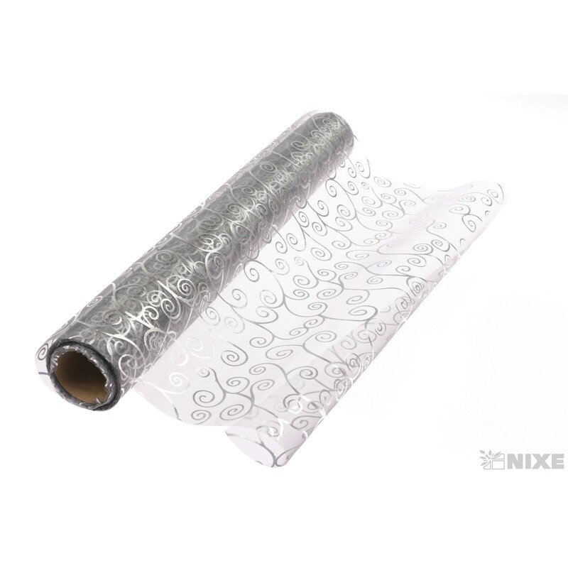 ORGANZA VZOR 706 39cmx10yd*STŘÍBRNÁ