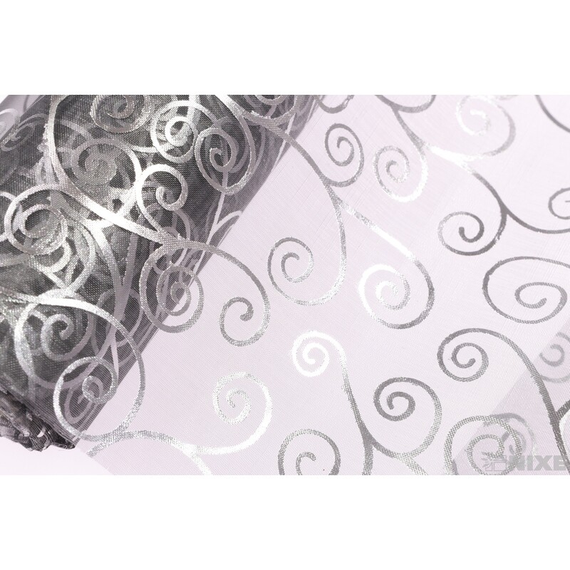 ORGANZA VZOR 706 39cmx10yd*STŘÍBRNÁ