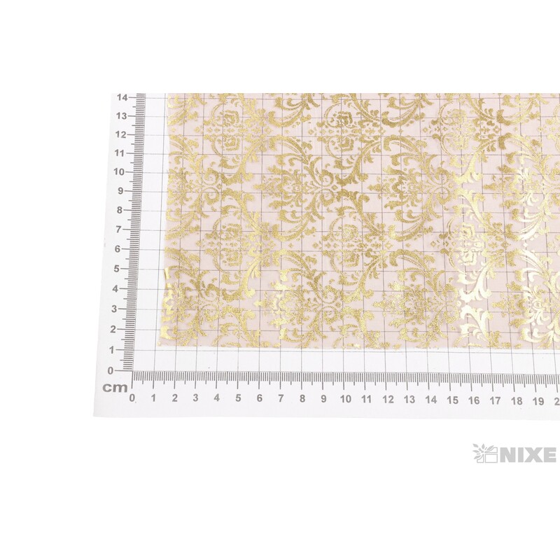 ORGANZA VZOR 698 39cmx10yd*HNĚDÁ+ZLATÁ