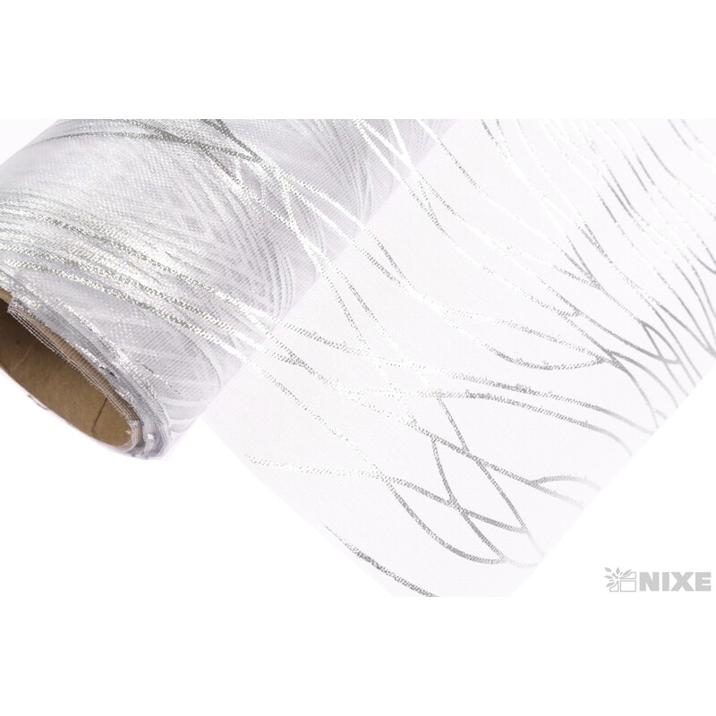 ORGANZA VZOR 700 39cmx10yd*STŘÍBRNÁ