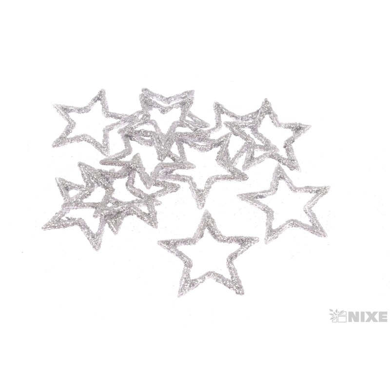 HVĚZDA 12ks 4cm*STŘÍBRNÁ