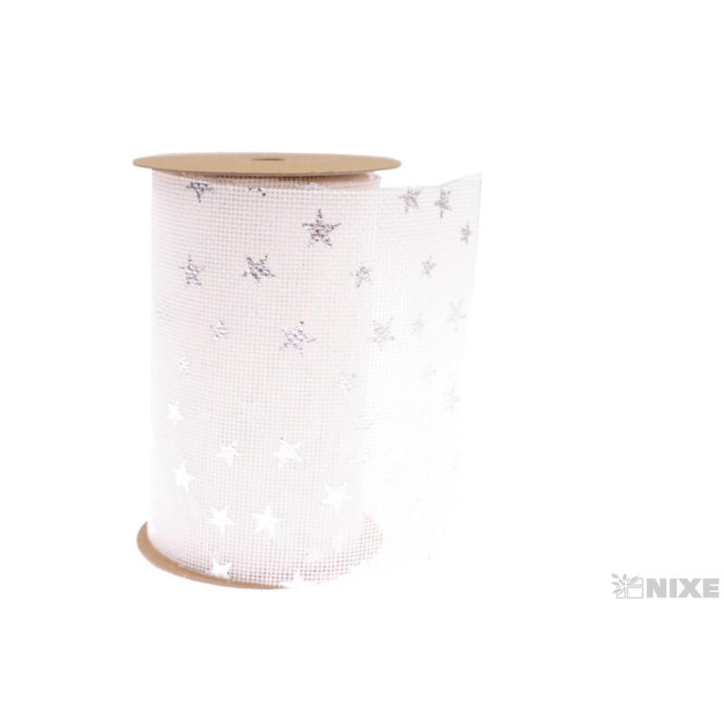 STUHA JUTA HVĚZDY 12cmx5yd*BÍLÁ