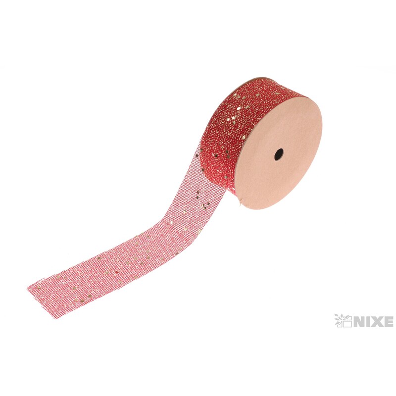 STUHA JUTA BROKÁT 4cmx7yd*ČERVENÁ