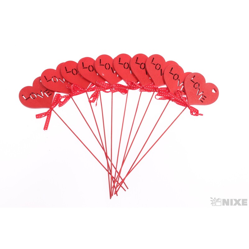 ZÁPICH SRDCE 7x27cm 10ks*ČERVENÁ