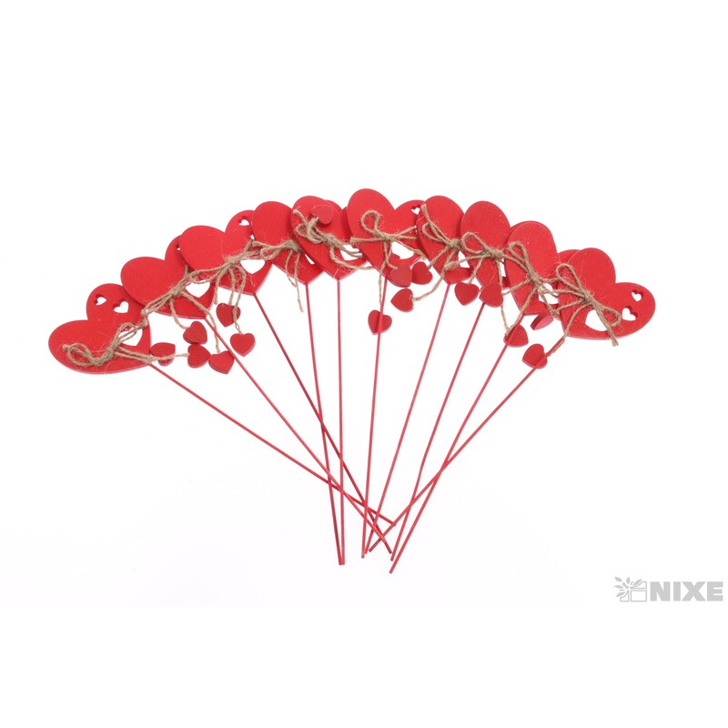 ZÁPICH SRDCE 7x27cm 10ks*ČERVENÁ