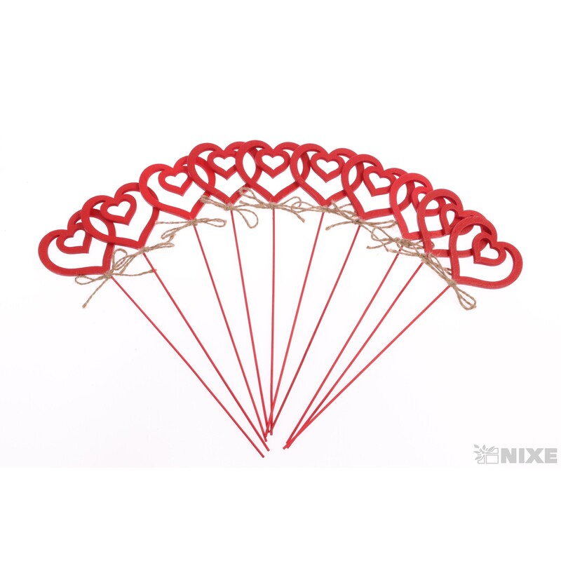 ZÁPICH SRDCE 7x27cm 10ks*ČERVENÁ