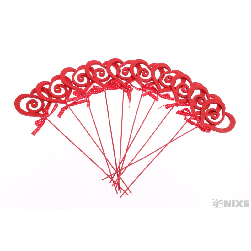 ZÁPICH SRDCE 7x27cm 10ks*ČERVENÁ