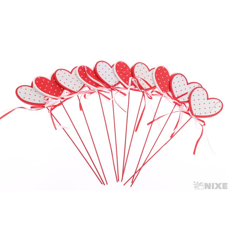 ZÁPICH SRDCE 7x27cm 10ks*ČERVENÁ+BÍLÁ