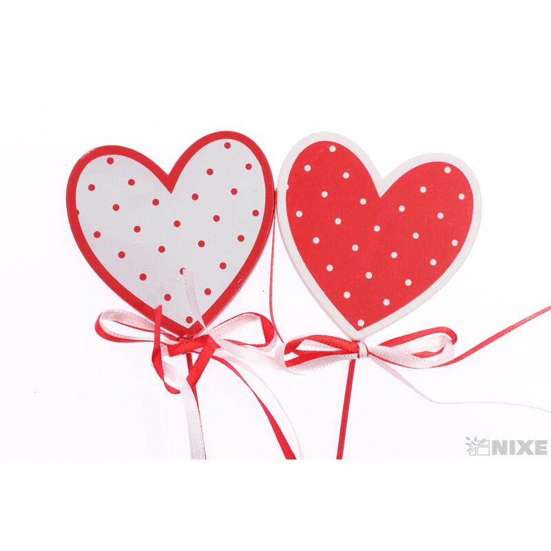 ZÁPICH SRDCE 7x27cm 10ks*ČERVENÁ+BÍLÁ