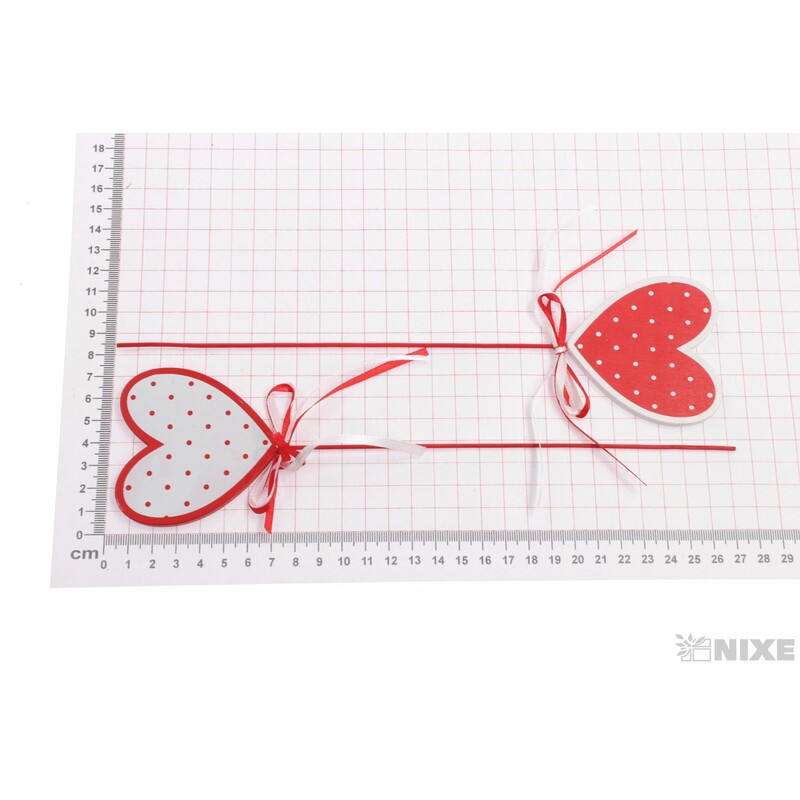 ZÁPICH SRDCE 7x27cm 10ks*ČERVENÁ+BÍLÁ