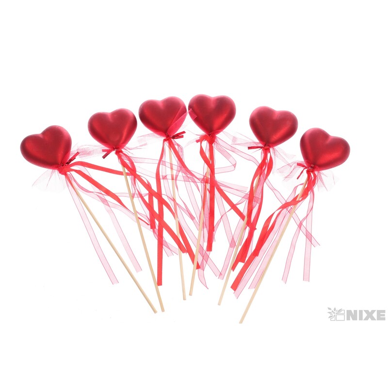 ZÁPICH SRDCE 6x7x29cm 6ks*ČERVENÁ