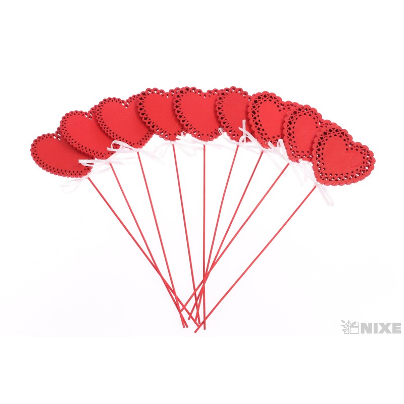 ZÁPICH SRDCE 7x27cm 9ks*ČERVENÁ