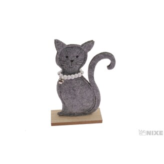 KOČKA FILC 19cm*ŠEDÁ