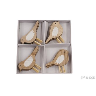 PTÁČEK DŘEVO 7x5cm 12ks*PŘÍRODNÍ