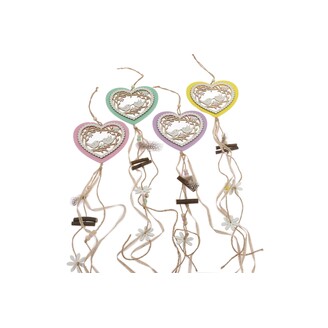 ZÁVĚS SRDCE PTÁČEK 13x50cm*MIX BAREV