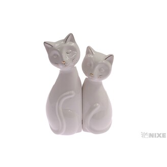 KOČKA KERAMIKA 2ks 28x8cm 24x7cm*BÍLÁ