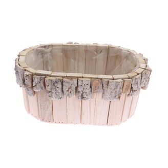 OBAL DŘEVO OVÁL 25x15x11cm*BÍLÁ