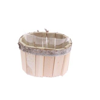 OBAL DŘEVO OVÁL 14x10x11cm*BÍLÁ