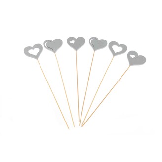 ZÁPICH D SRDCE 5x25cm 6ks*ŠEDÁ