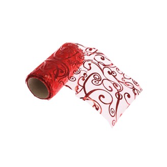 ORGANZA TISK 12cmx10m*ČERVENÁ