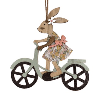 ZÁVĚS ZAJÍC NA KOLE 17x18cm*MIX BAREV