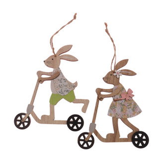 ZÁVĚS ZAJÍC NA KOLOBĚŽCE 13x17cm*MIX BAREV