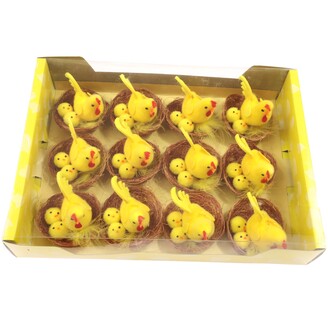 KUŘÁTKA HNÍZDO 6cm 12ks*ŽLUTÁ