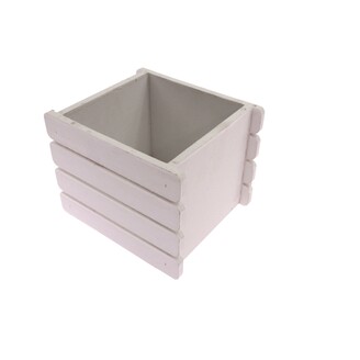 OBAL DŘEVO 11x11x10cm*BÍLÁ