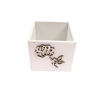 OBAL DŘEVO 11x11x11cm*BÍLÁ