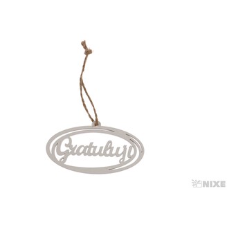 ZÁVĚS D GRATULUJI 8x4cm 10ks*BÍLÁ