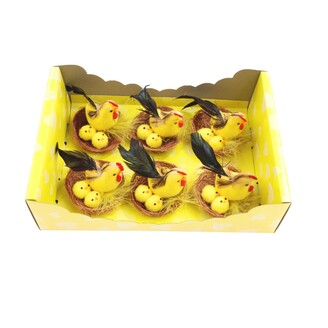 KUŘÁTKA HNÍZDO 6cm 6ks*ŽLUTÁ