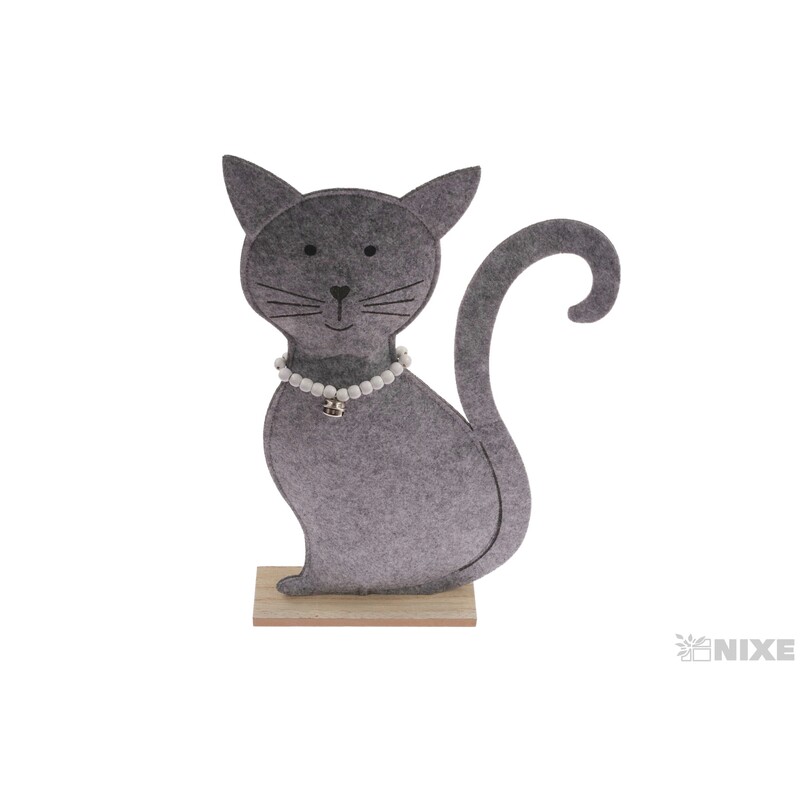 KOČKA FILC 45cm*ŠEDÁ