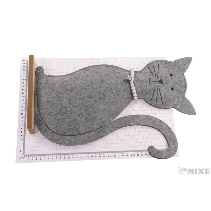 KOČKA FILC 45cm*ŠEDÁ