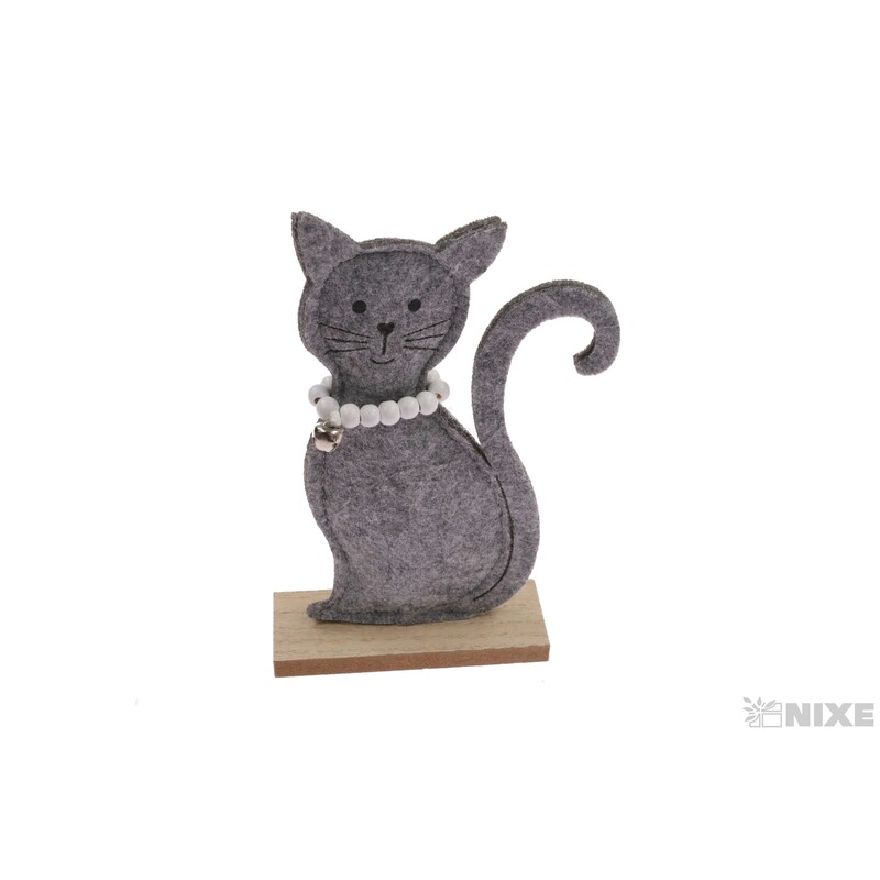 KOČKA FILC 19cm*ŠEDÁ