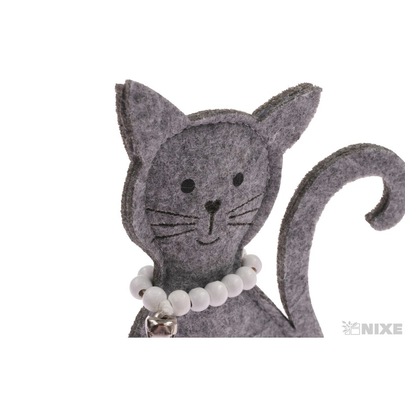 KOČKA FILC 19cm*ŠEDÁ