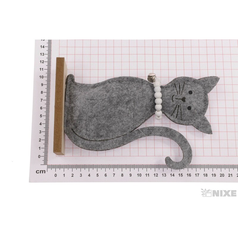 KOČKA FILC 19cm*ŠEDÁ