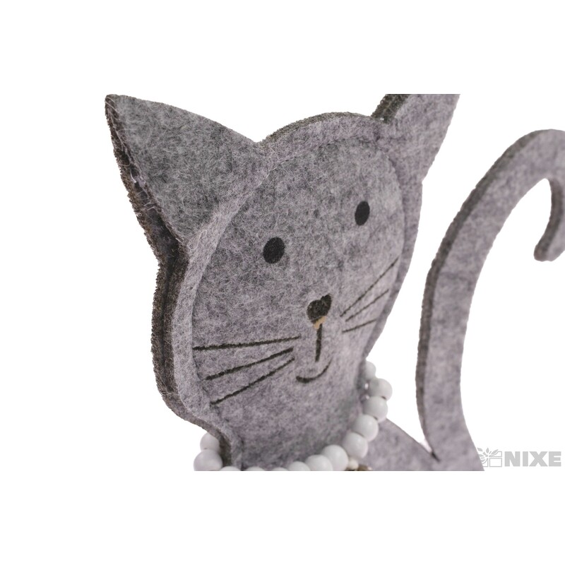 KOČKA FILC 29cm*ŠEDÁ