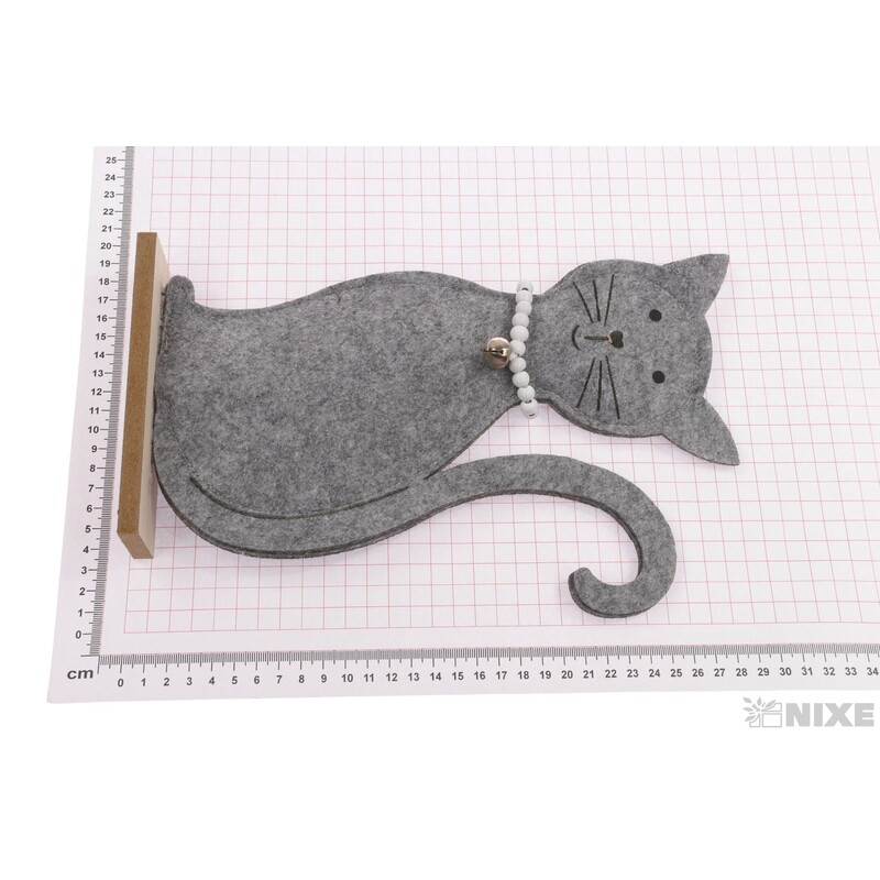 KOČKA FILC 29cm*ŠEDÁ