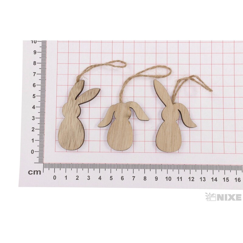 ZÁVĚS ZAJÍC DŘEVO 6cm 12ks*PŘÍRODNÍ