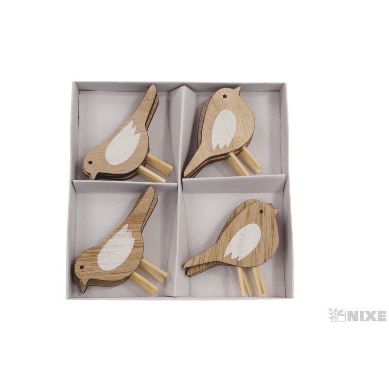 PTÁČEK DŘEVO 7x5cm 12ks*PŘÍRODNÍ