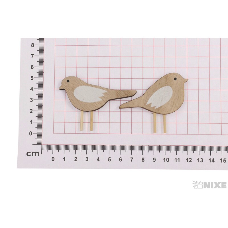 PTÁČEK DŘEVO 7x5cm 12ks*PŘÍRODNÍ