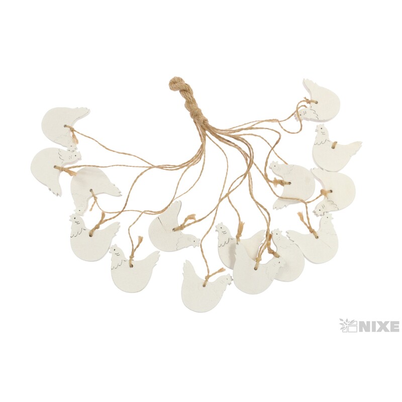 ZÁVĚS SLEPICE 2,5x3,5cm 15ks*BÍLÁ