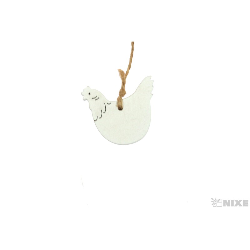 ZÁVĚS SLEPICE 2,5x3,5cm 15ks*BÍLÁ